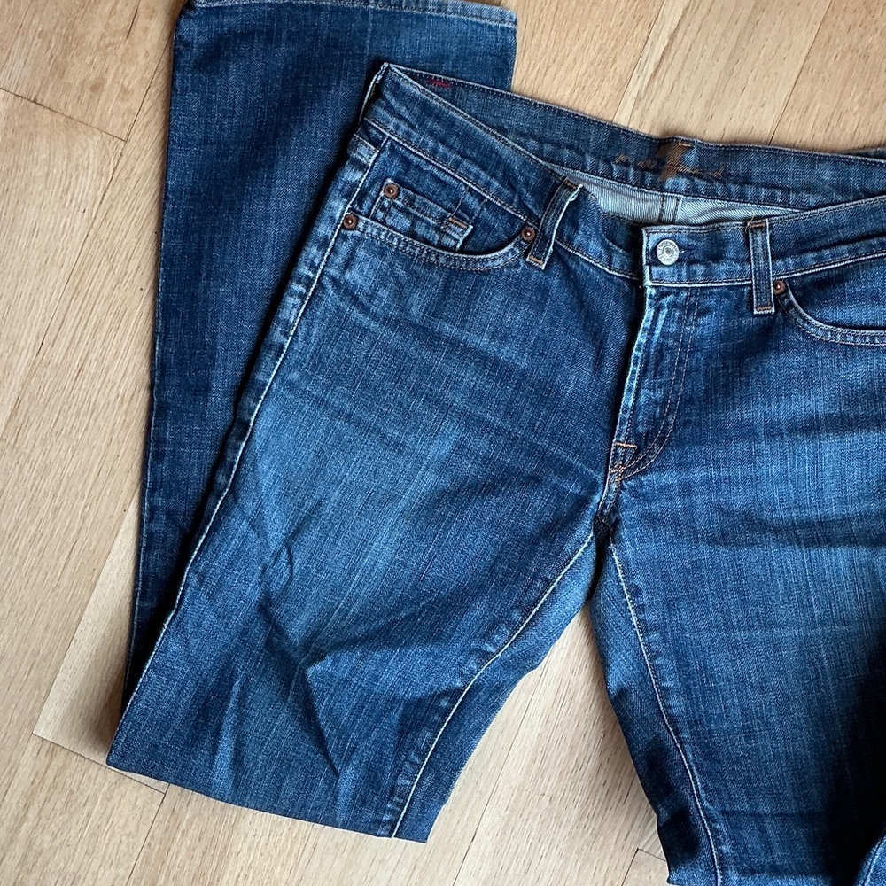 7 For All Mankind Dark Blue Straight Leg Jeans